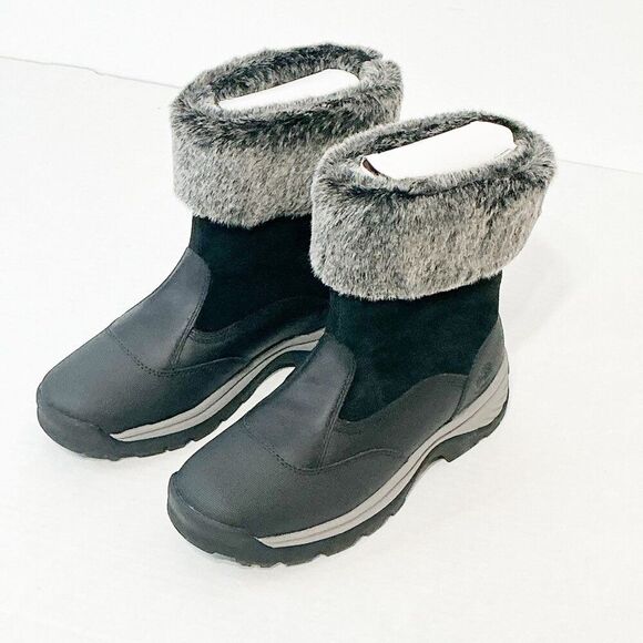 Timberland NWB Sz 9 Jet Black White Ledge Mid PrimaLoft Pull-On Snow Boots - Picture 5 of 15